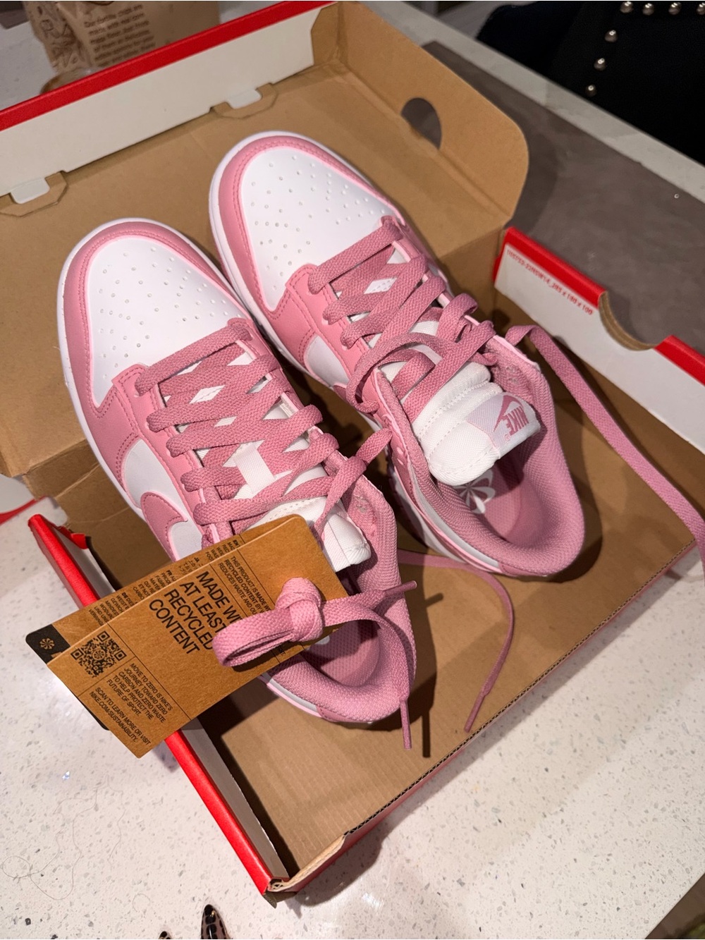 Nike Dunks Low-Top Next Nature Sneakers in White and Elemental Pink